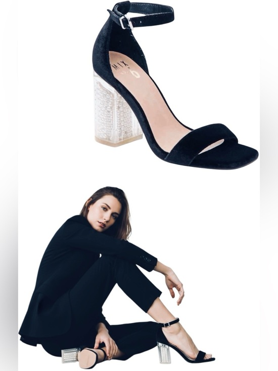 Mix No. 6 Shoes - Mix No. 6 Cregan Black Velvet Lucite Pearl Heels